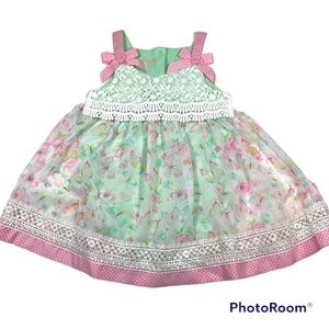 NWOT Nannette butterfly print dress with lace Size 18M